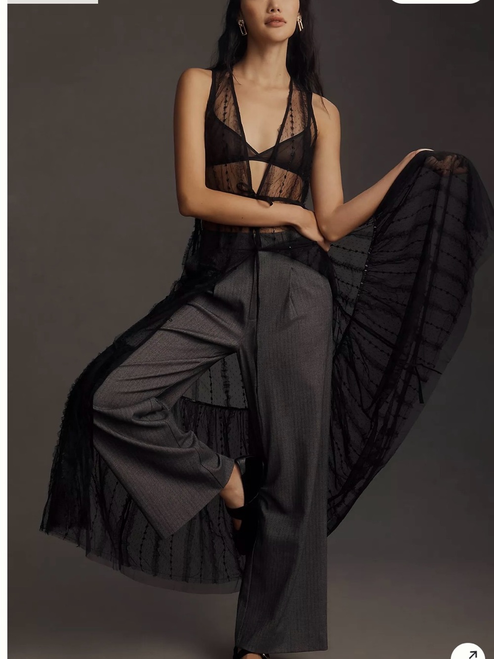 Sheer Black Lace Duster Vest